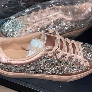 Aldo brand new rhinestone satin sneakers